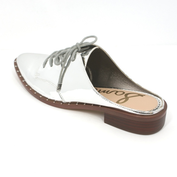 NEW Sam Edelman Lowell Oxford Mules Chrome Silver - Picture 4 of 6
